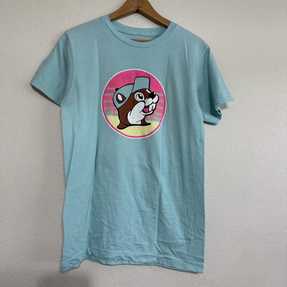 Buc-ee's T-Shirt Men's Size Small Blue Graphic Beaver Short Sleeve Summer Beach